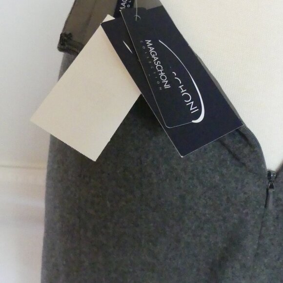 Magaschoni Grey Wool Pencil Skirt Graphic Design Embroidery USA Size 4 Gray - Picture 5 of 13
